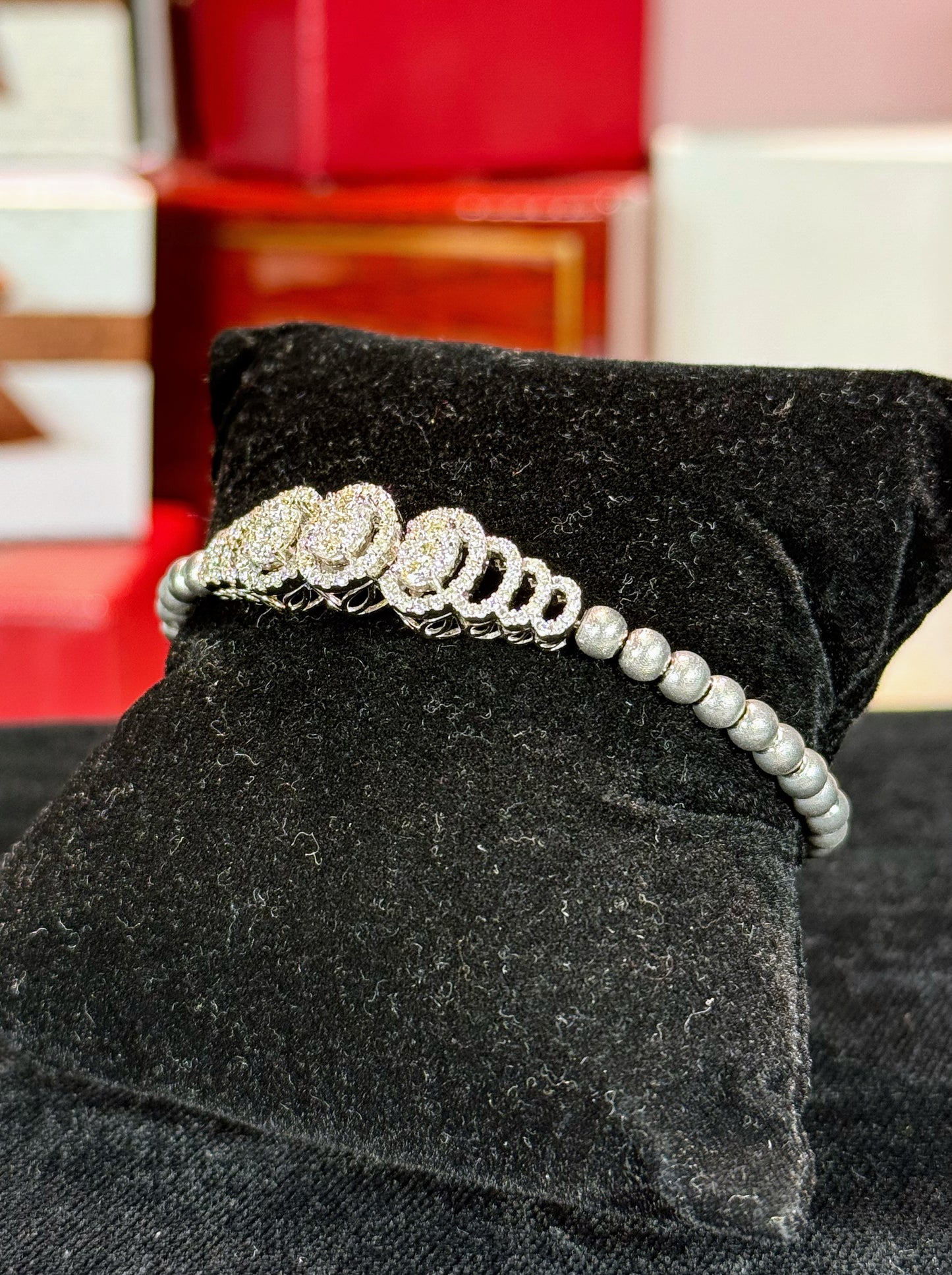 Oval Halo 18k White Gold Diamond Bracelet