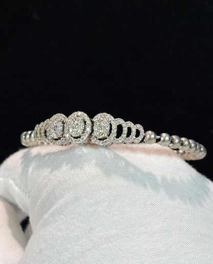 Oval Halo 18k White Gold Diamond Bracelet