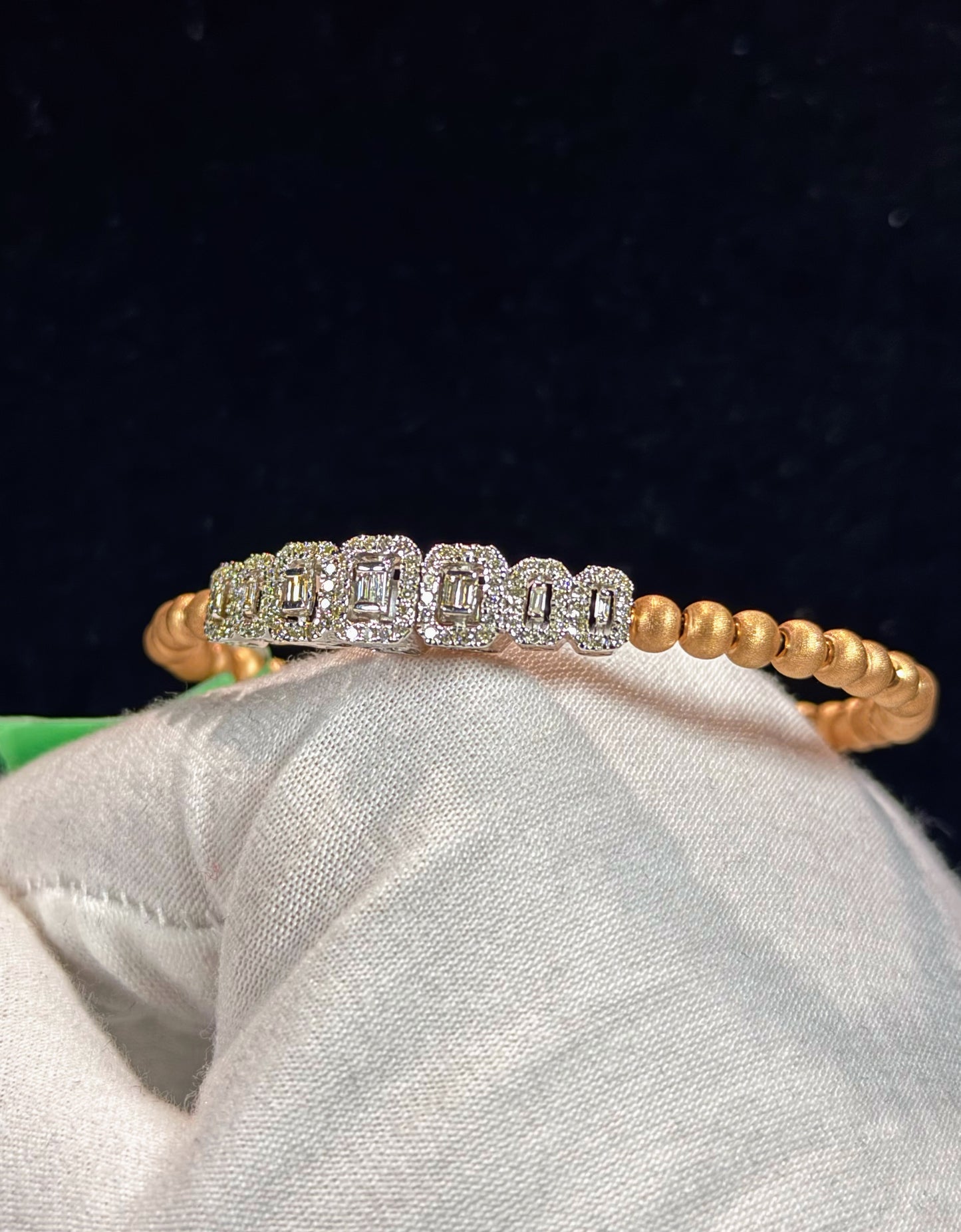 Baguette Halo 18k Rose Gold Diamond Bracelet
