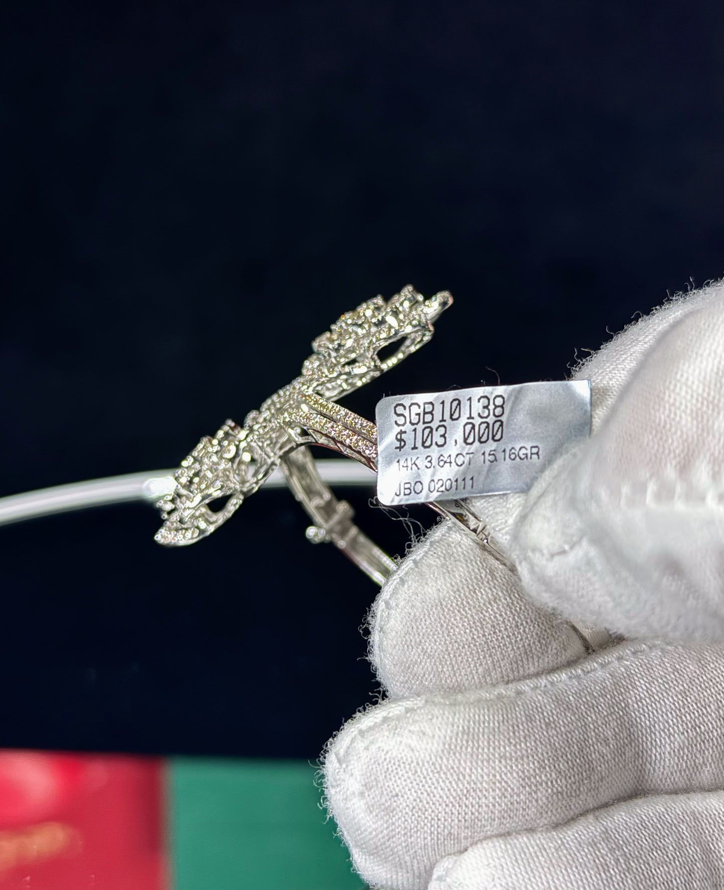 Double Flower 14k White Gold Diamond Bracelet