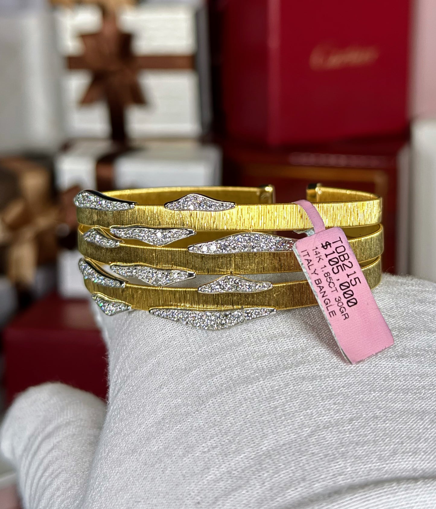 Breaking Waves 14k Yellow Gold Diamond Bracelet
