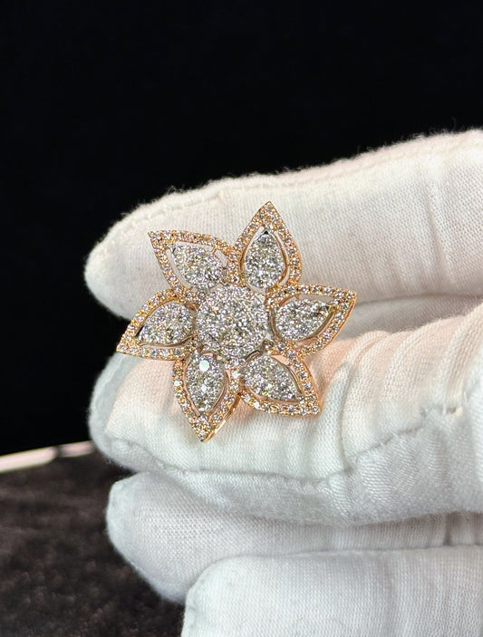 Floral Design 14k Rose Gold Diamond Ring