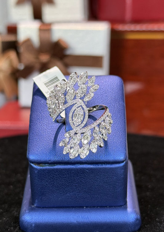 Marquise Double Wings 14k White Gold Diamond Ring