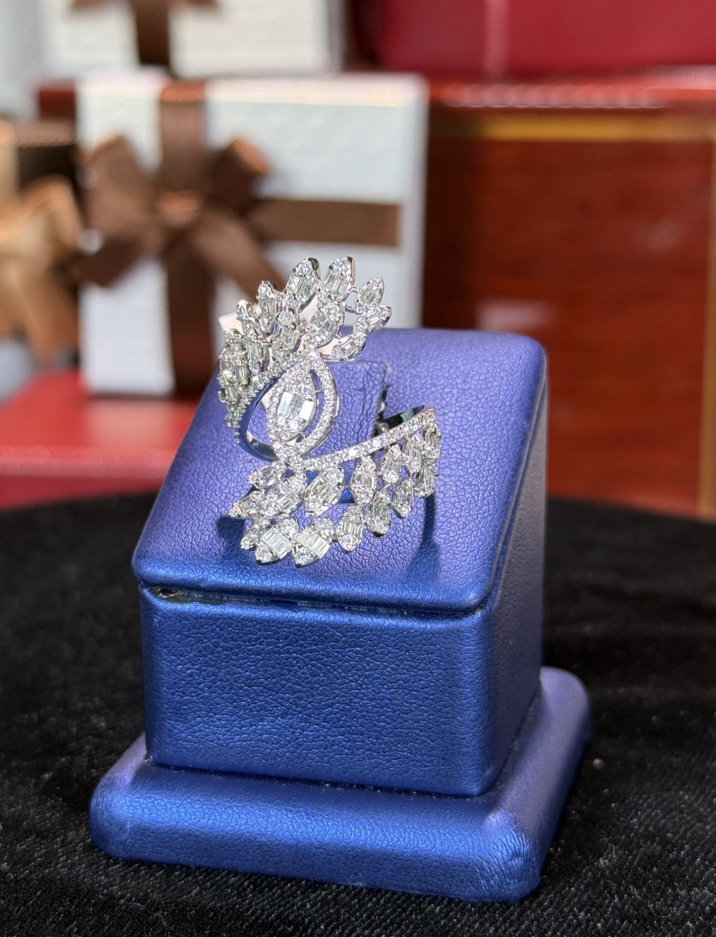 Marquise Double Wings 14k White Gold Diamond Ring