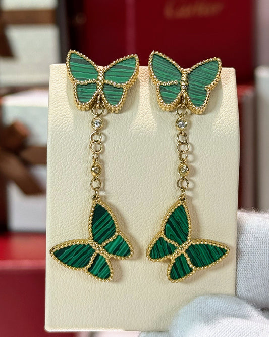 Van Cleef Inspired Butterfly Design 14k Yellow Gold Earrings