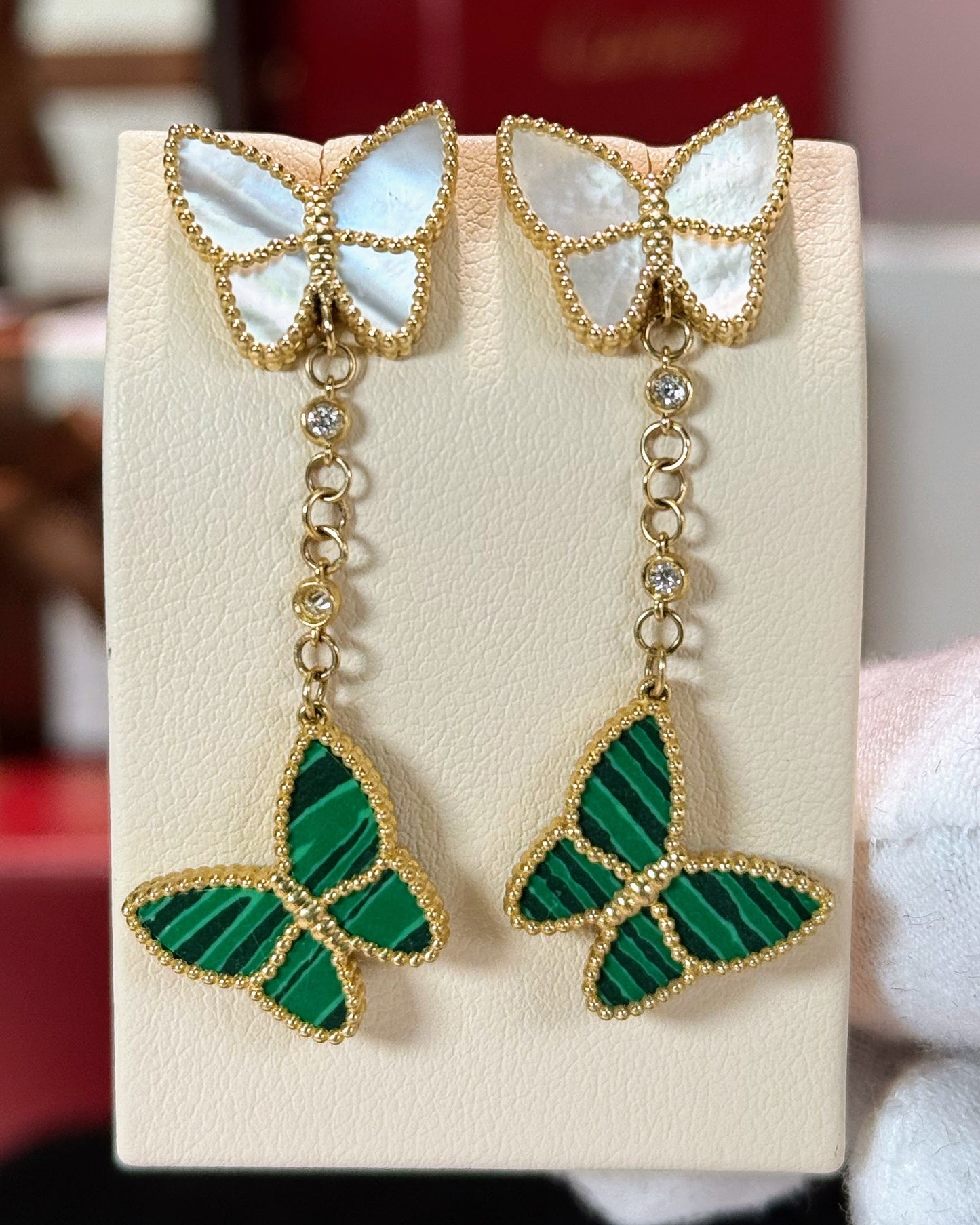 Van Cleef Inspired Butterfly Design 14k Yellow Gold Earrings