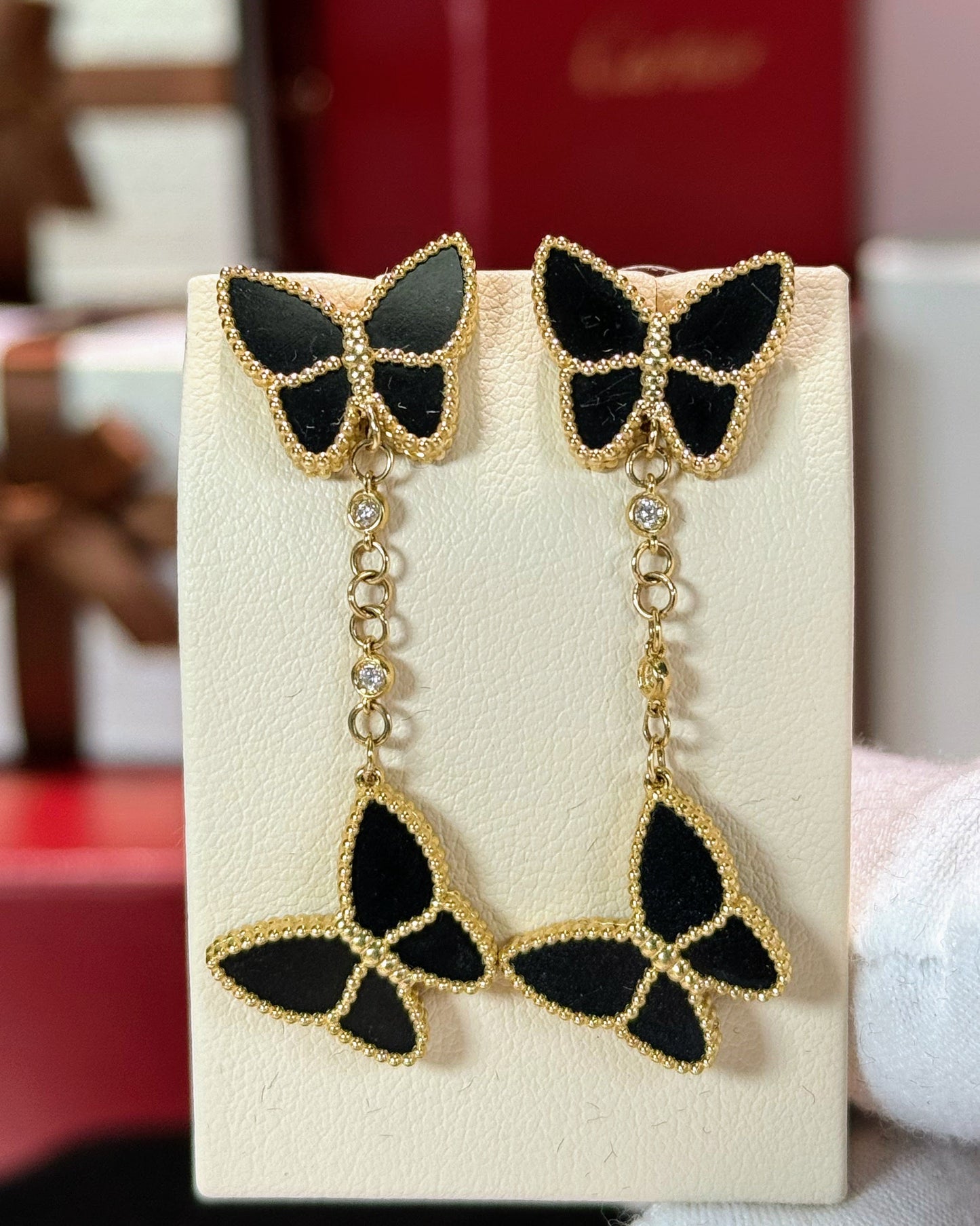 Van Cleef Inspired Butterfly Design 14k Yellow Gold Earrings