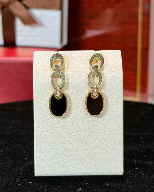Van Cleef Inspired Link Design 14k Yellow Gold Earrings