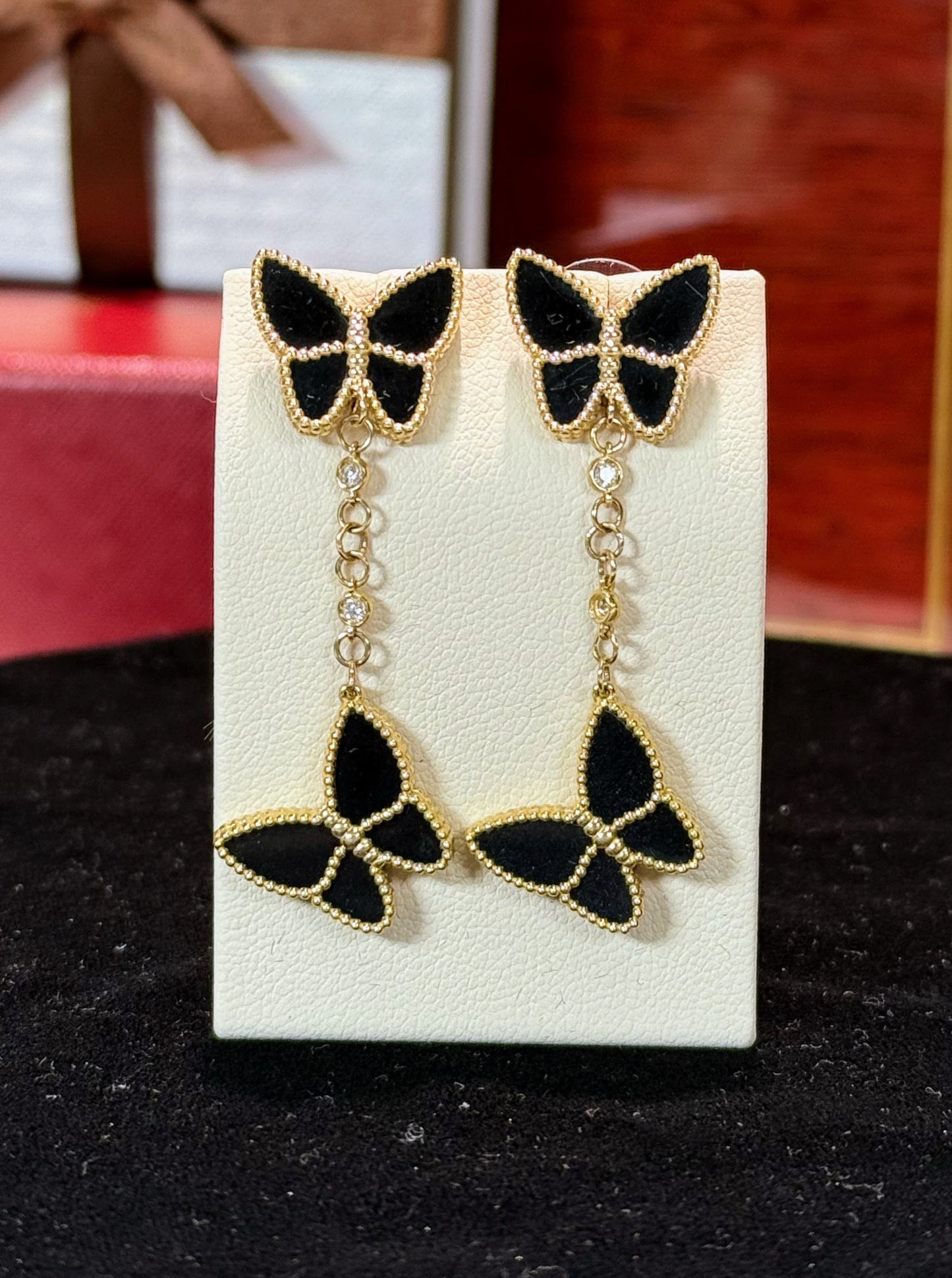 Van Cleef Inspired Butterfly Design 14k Yellow Gold Earrings