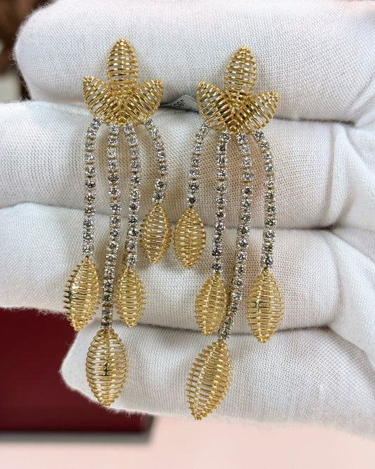 Sweet Corn 14k Yellow Gold Diamond Earrings
