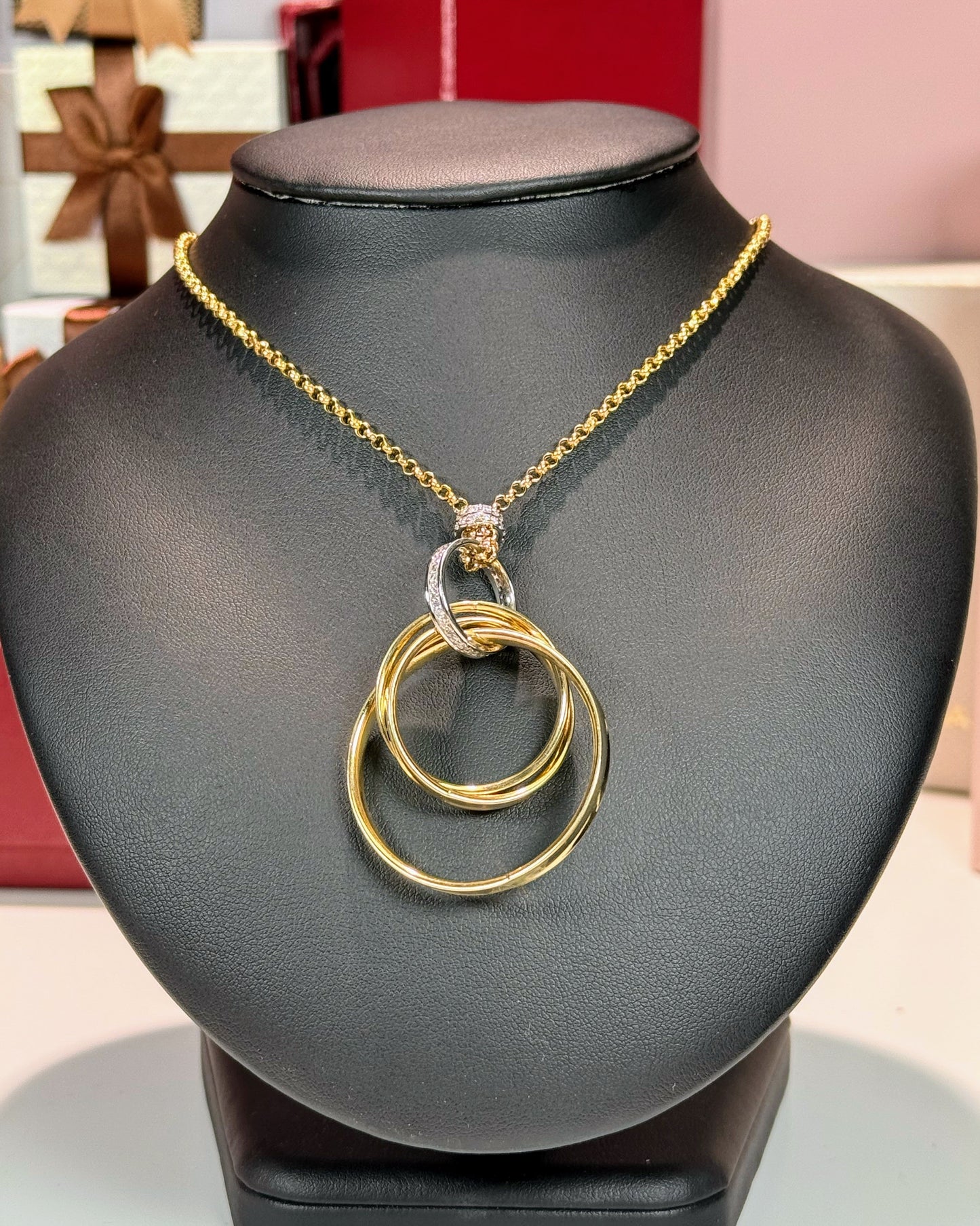 Diamond Ring and 14k Yellow Gold Rings Necklace
