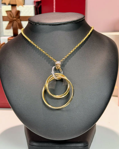 Diamond Ring and 14k Yellow Gold Rings Necklace