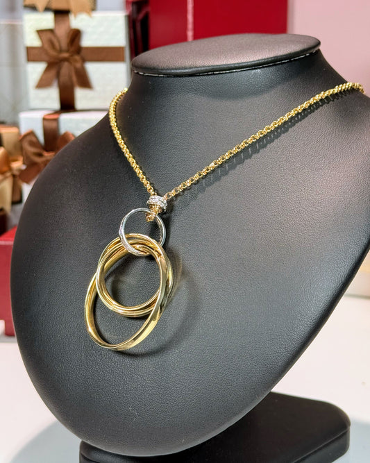 Diamond Ring and 14k Yellow Gold Rings Necklace