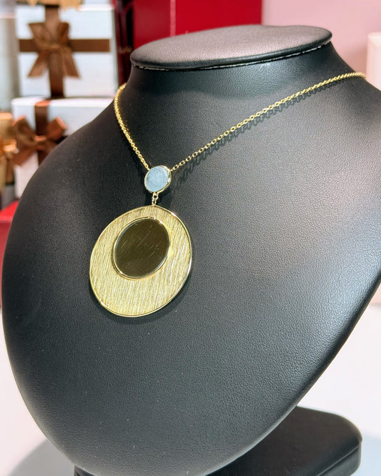 14k Yellow Gold Mirror Design Necklace