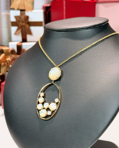 Sakura Moonstones 18k Yellow Gold Pendant Necklace