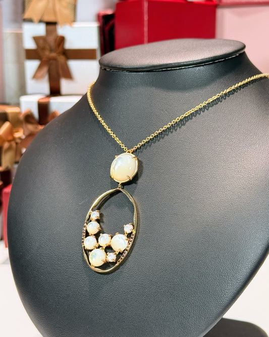 Sakura Moonstones 18k Yellow Gold Pendant Necklace