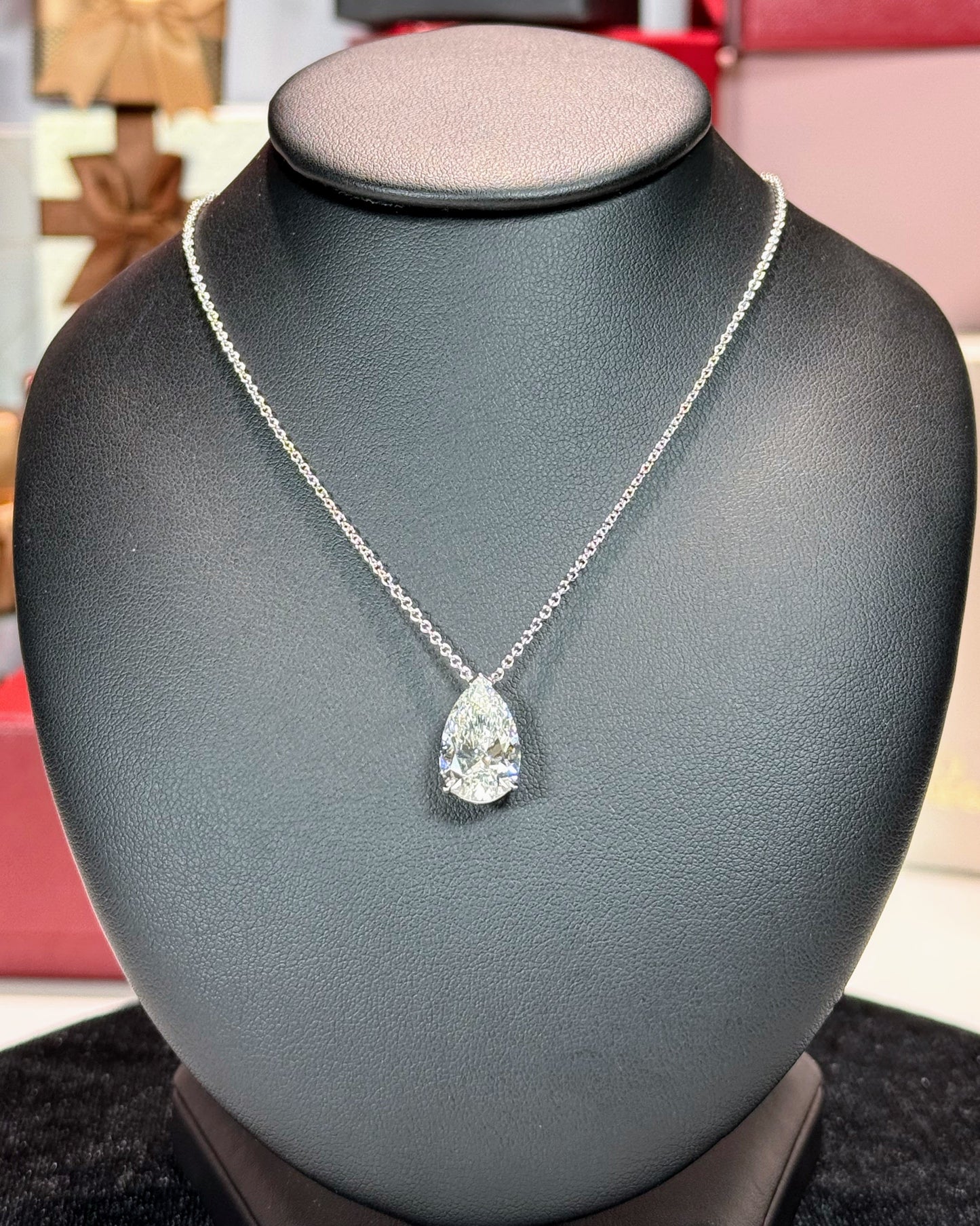 CVD Lab Grown Pear Diamond 14k White Gold Pendant Necklace