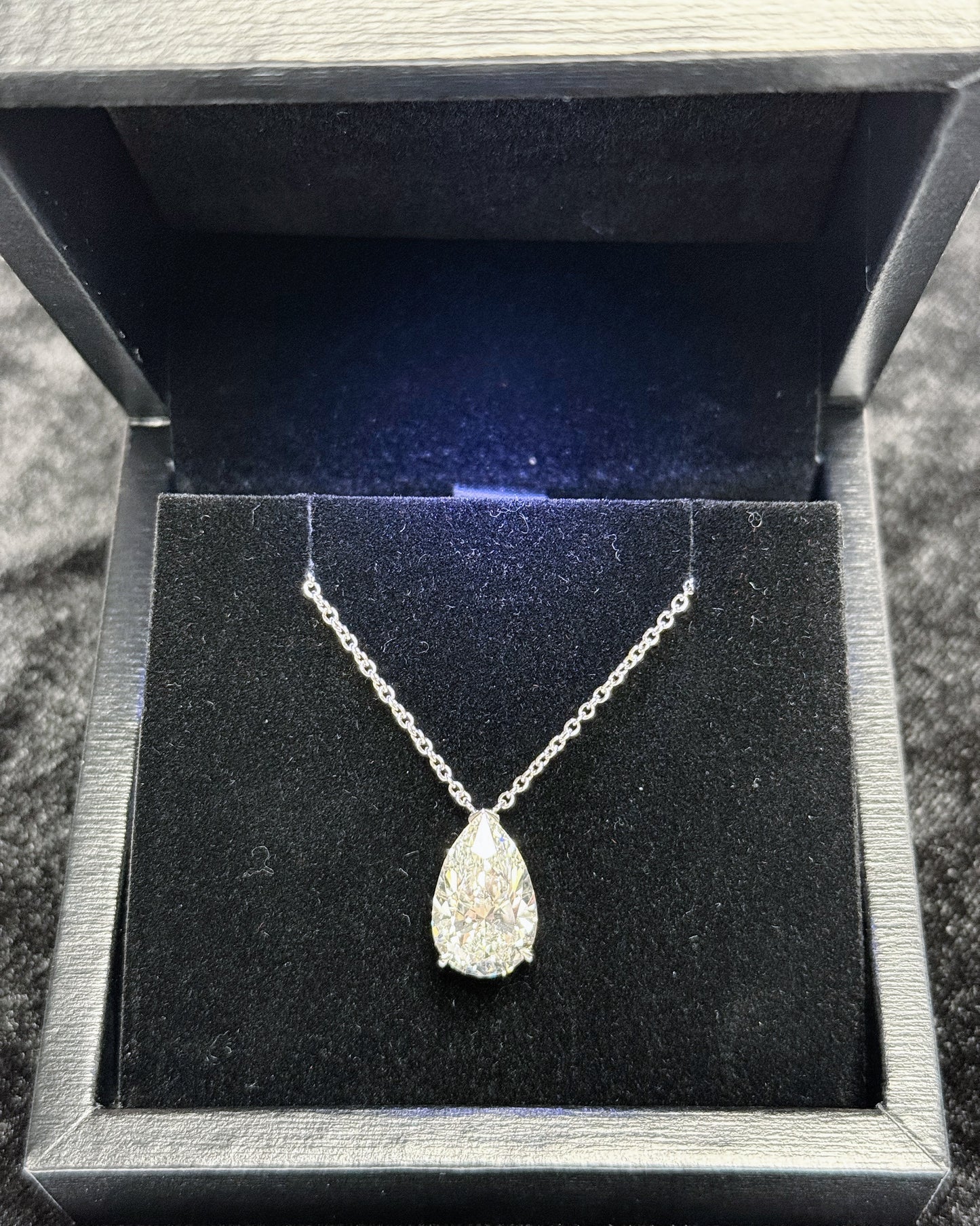 CVD Lab Grown Pear Diamond 14k White Gold Pendant Necklace