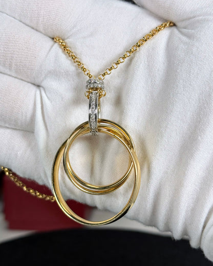 Diamond Ring and 14k Yellow Gold Rings Necklace