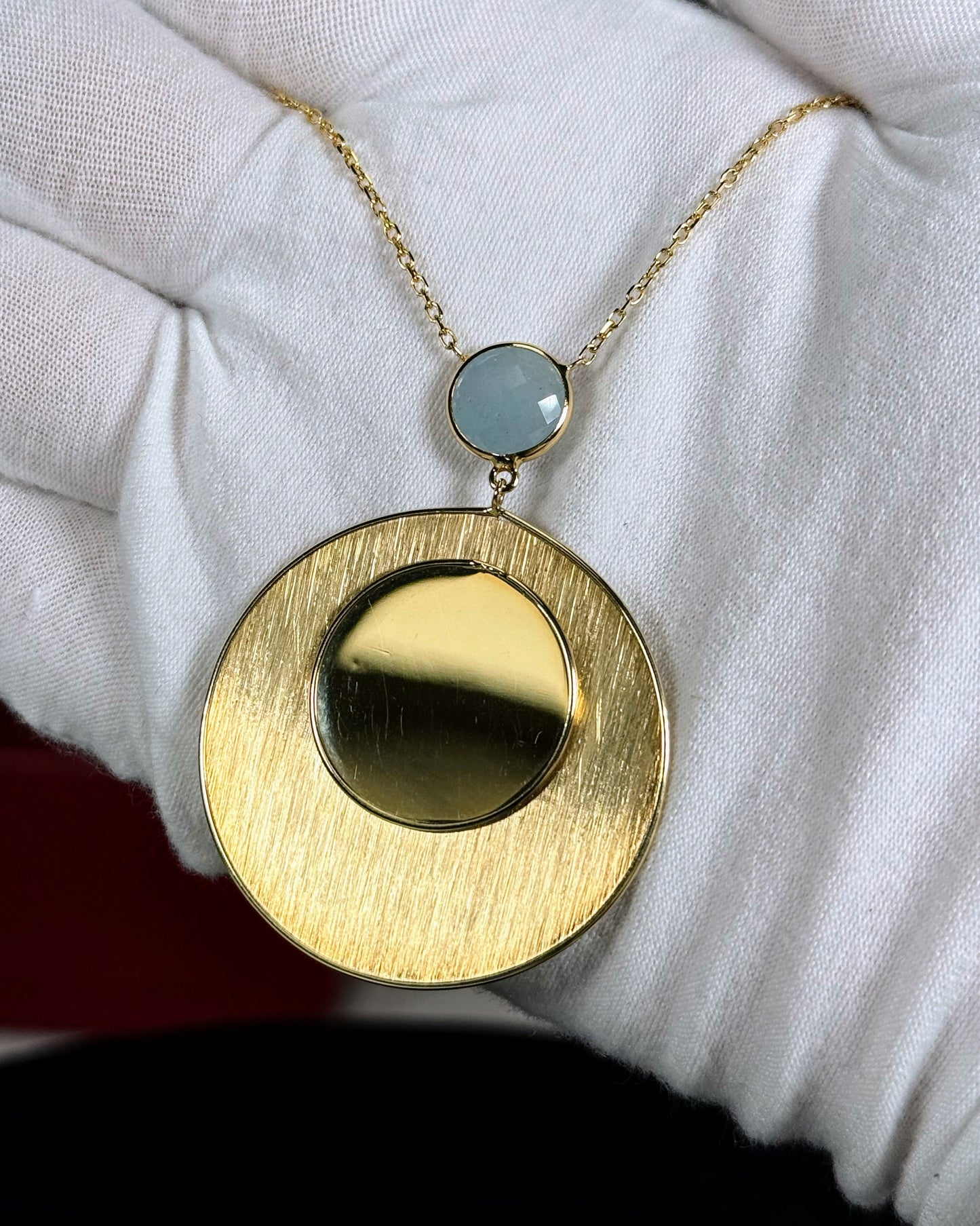 14k Yellow Gold Mirror Design Necklace