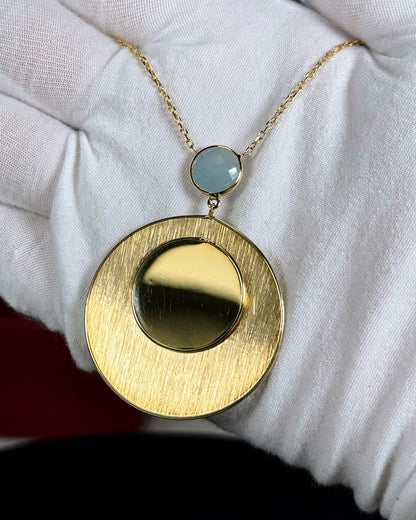 14k Yellow Gold Mirror Design Necklace