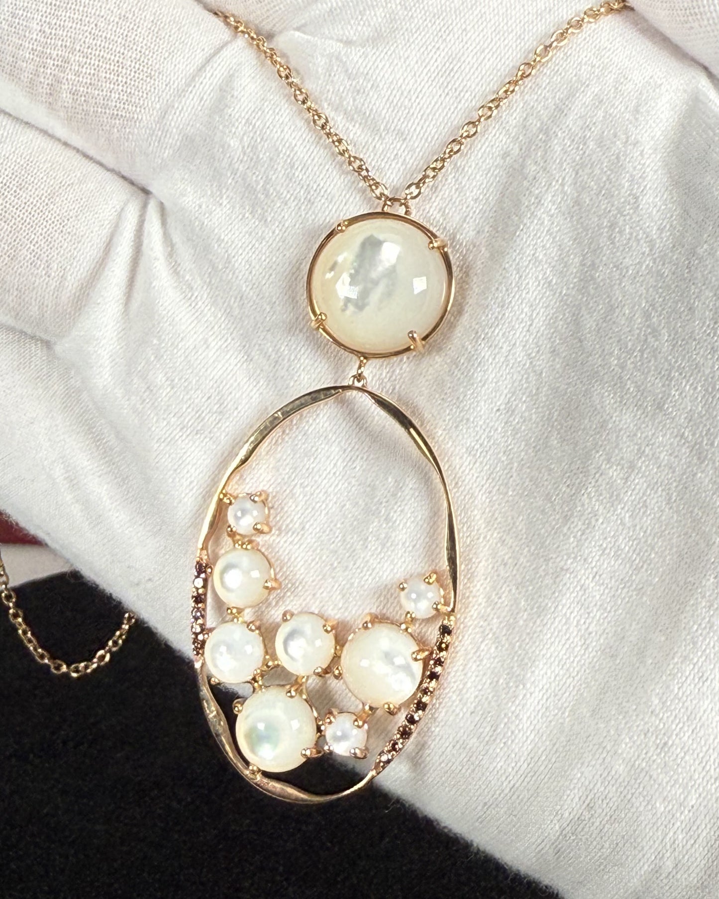 Sakura Moonstones 18k Yellow Gold Pendant Necklace
