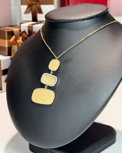 Stacking Stones Matte Finished 14k Yellow Gold Necklace