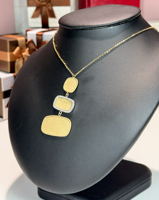 Stacking Stones Matte Finished 14k Yellow Gold Necklace