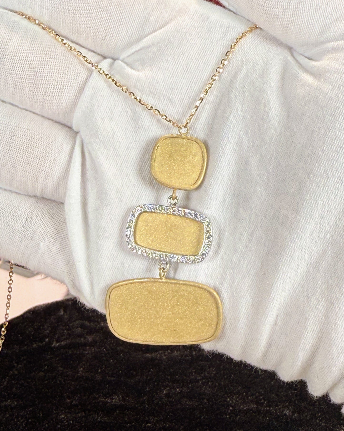 Stacking Stones Matte Finished 14k Yellow Gold Necklace