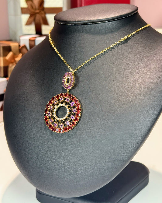 Colorful Gemstones 14k Yellow Gold Pendant Necklace