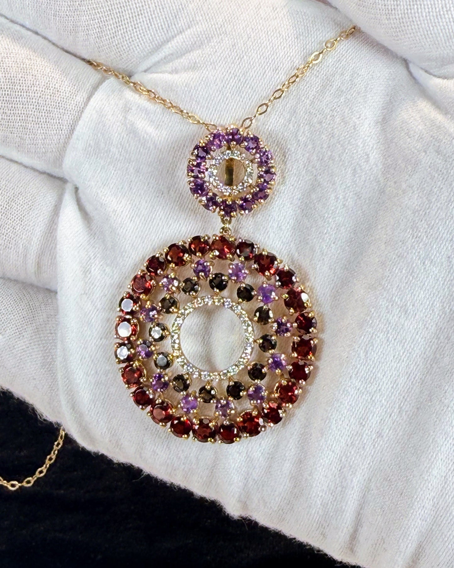 Colorful Gemstones 14k Yellow Gold Pendant Necklace