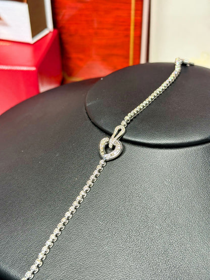 Heart Design 14k White Gold Diamond Bracelet