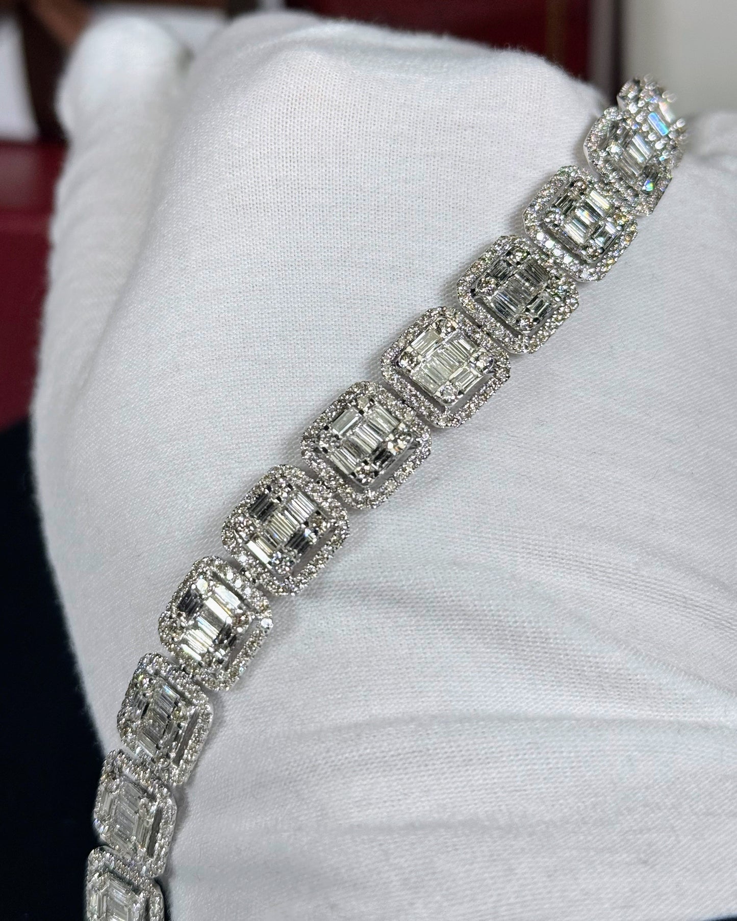Square Halos 14k White Gold Diamond Bracelet