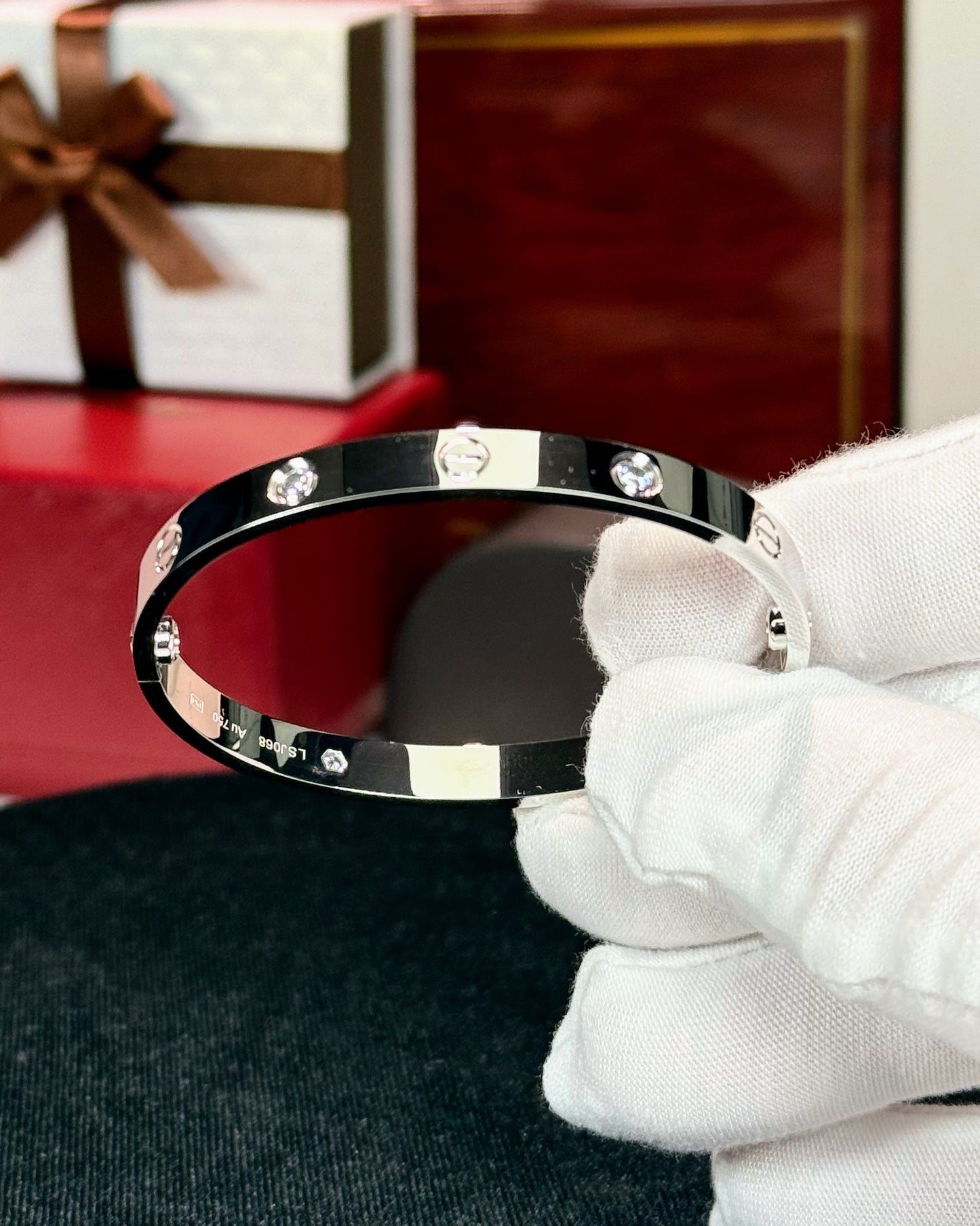 Cartier Love Bracelet 4 Diamond 18k White Gold