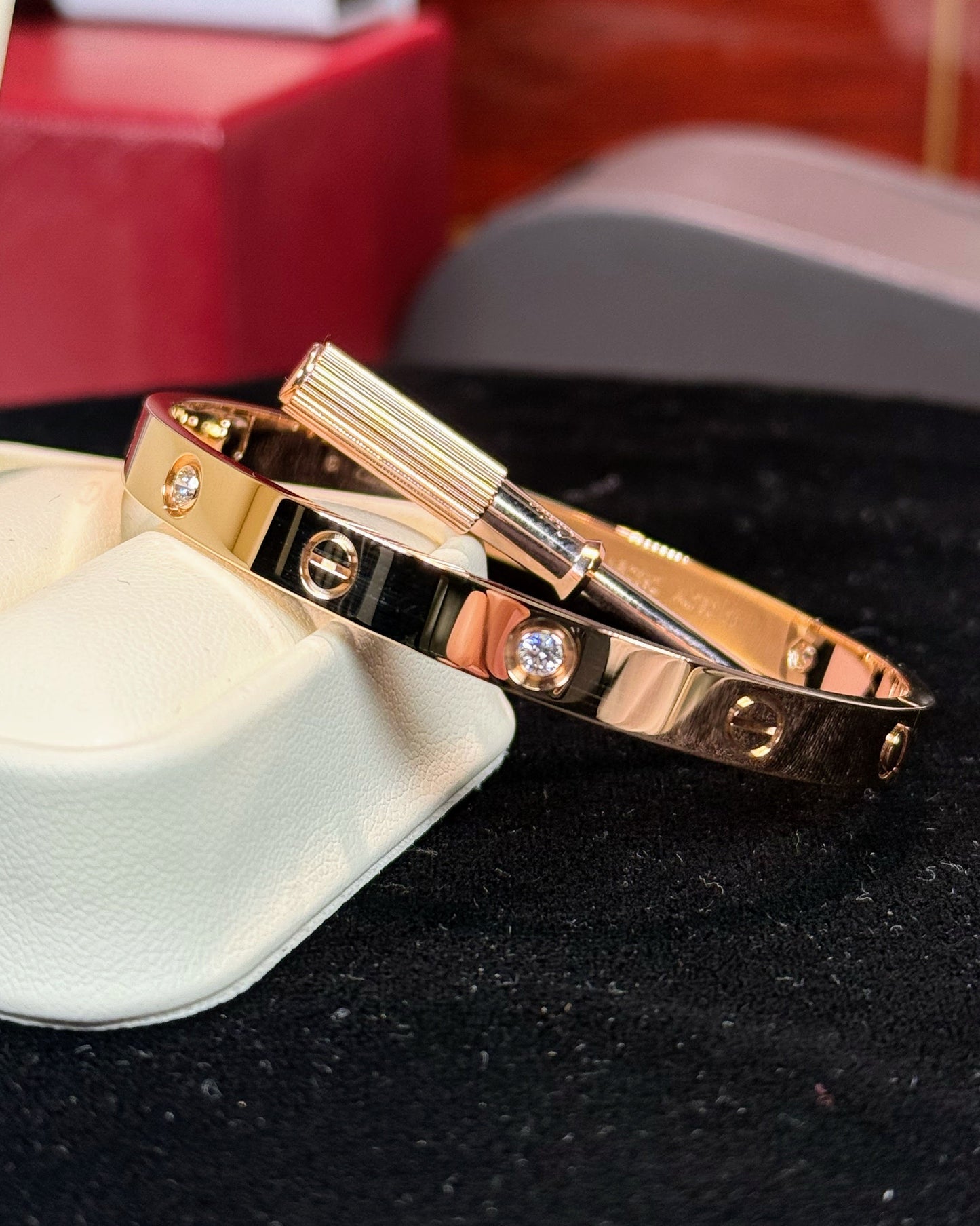 Cartier Love Bracelet 4 Diamond 18k Rose Gold