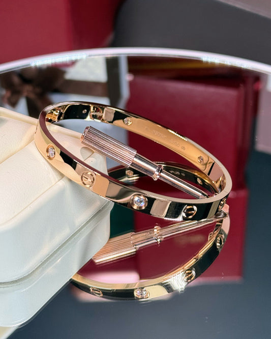 Cartier Love Bracelet 4 Diamond 18k Rose Gold
