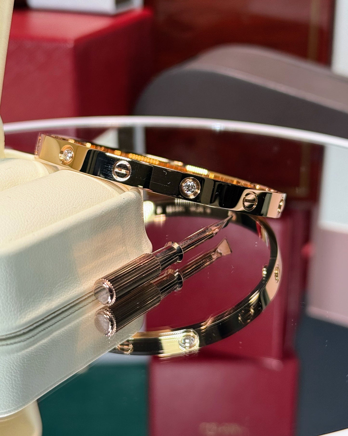 Cartier Love Bracelet 4 Diamond 18k Rose Gold