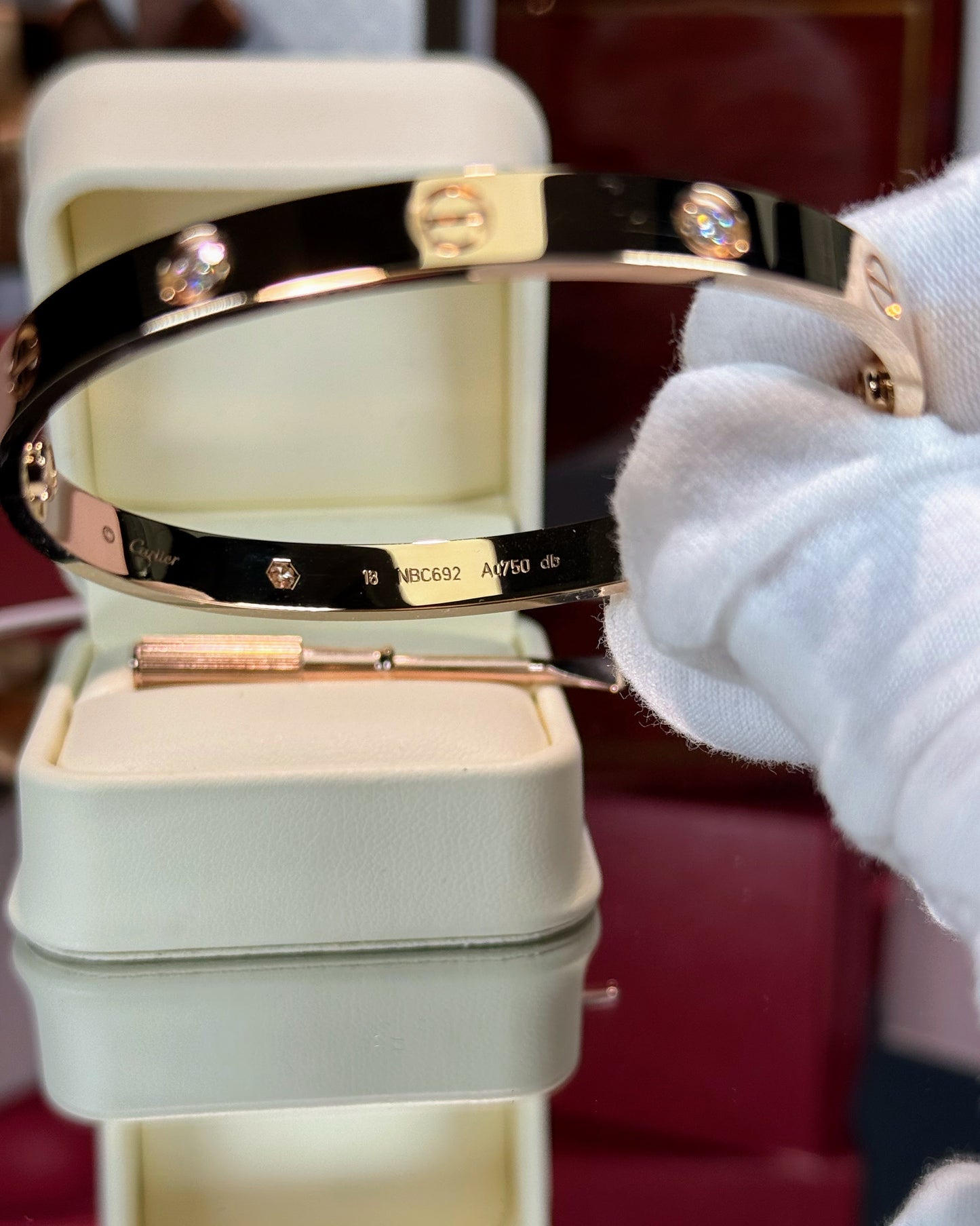 Cartier Love Bracelet 4 Diamond 18k Rose Gold