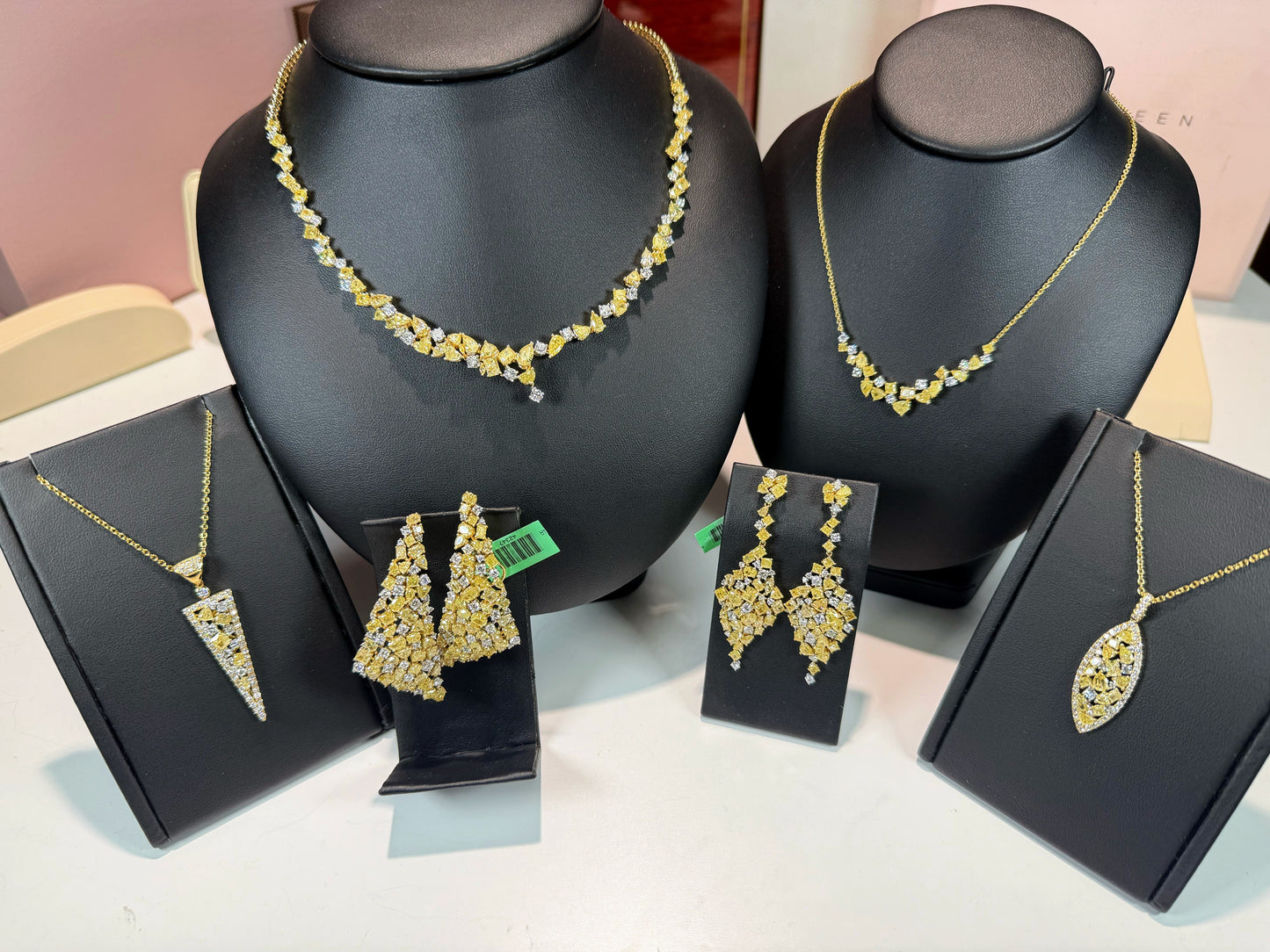 Dangling Yellow Diamond Earrings