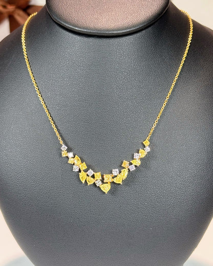 Cherry Blossom Design Yellow Diamond 14k Yellow Gold Necklace