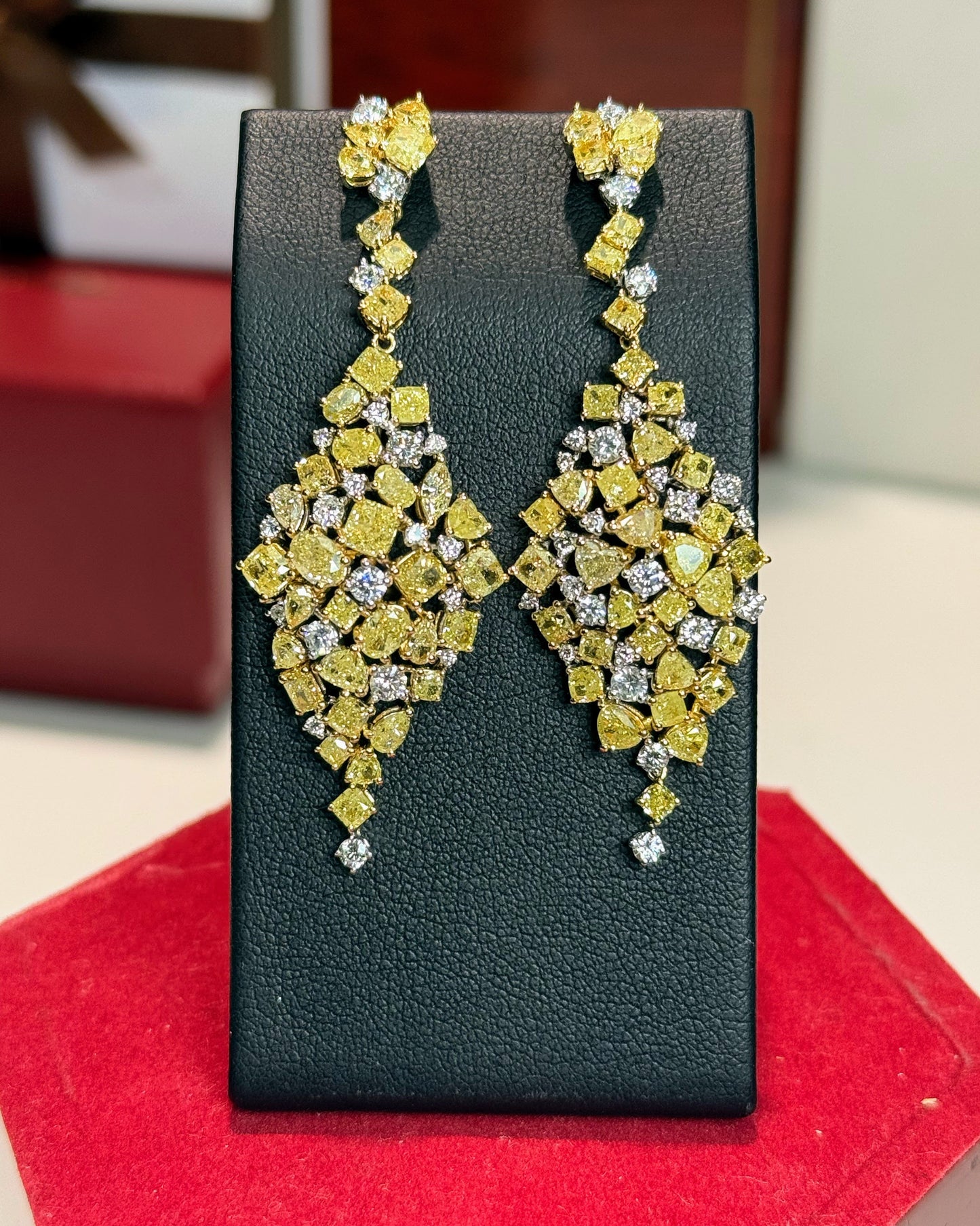 Dangling Yellow Diamond Earrings
