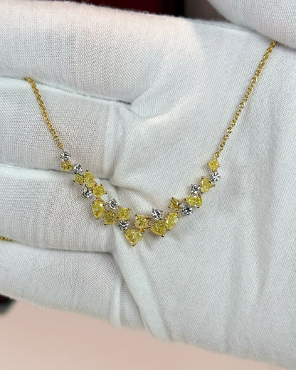 Cherry Blossom Design Yellow Diamond 14k Yellow Gold Necklace