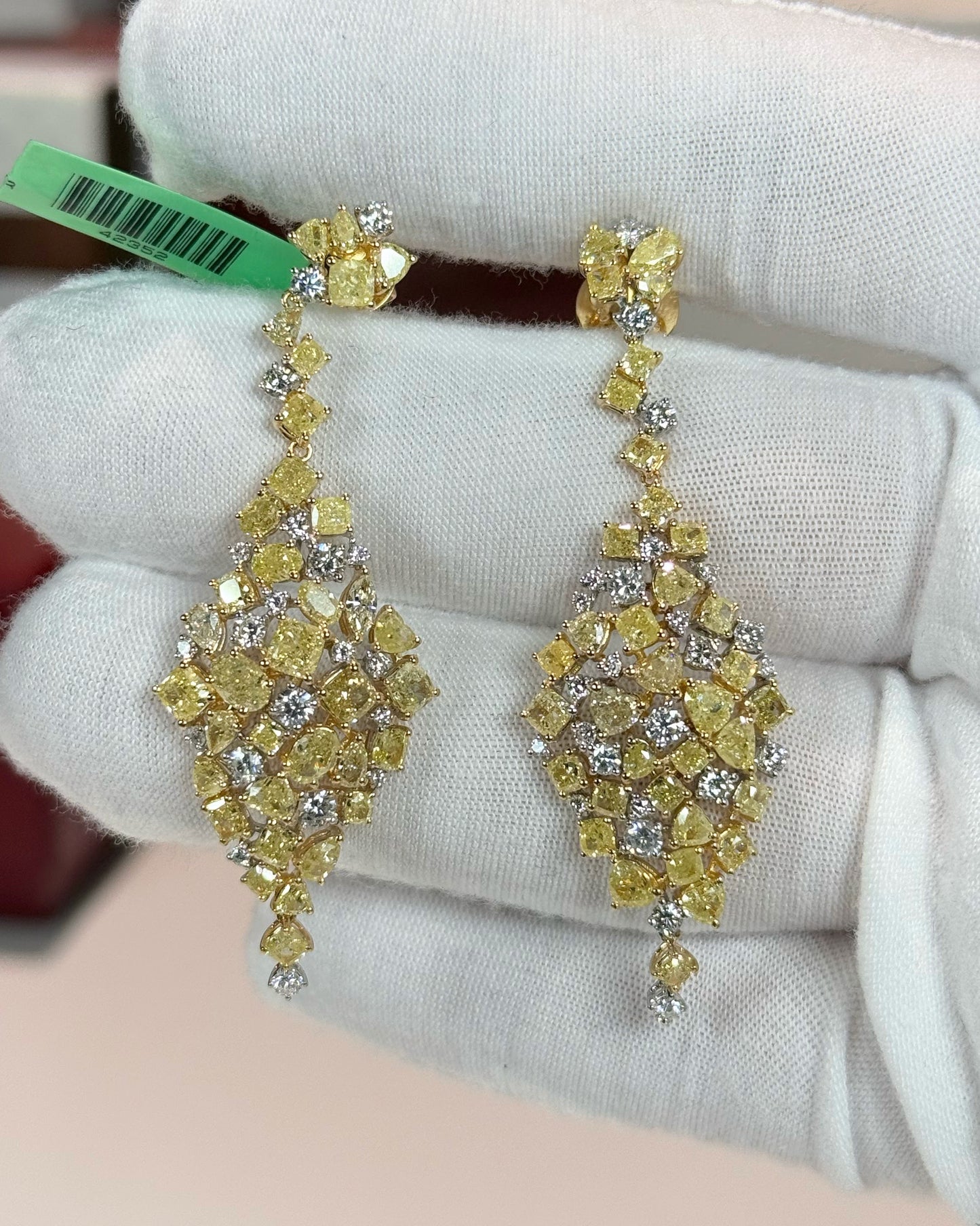 Dangling Yellow Diamond Earrings