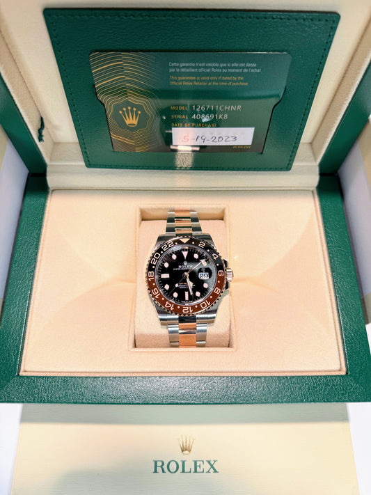 Rolex GMT Master II Rootbeer 408691K8 Bright Black Dial 126711CHNR