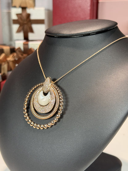 Assorted Rings Design 14k Rose Gold MoP and Diamond Pendant Necklace