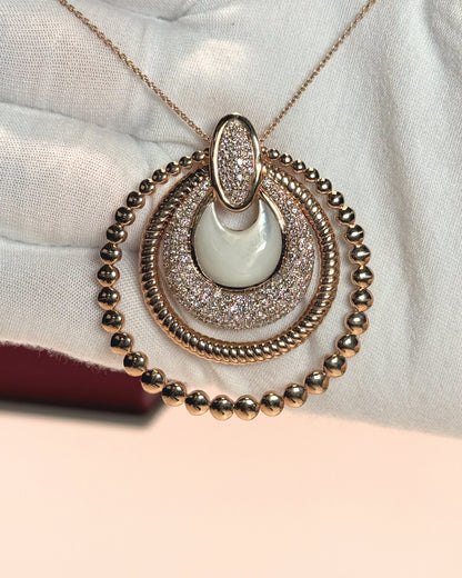 Assorted Rings Design 14k Rose Gold MoP and Diamond Pendant Necklace