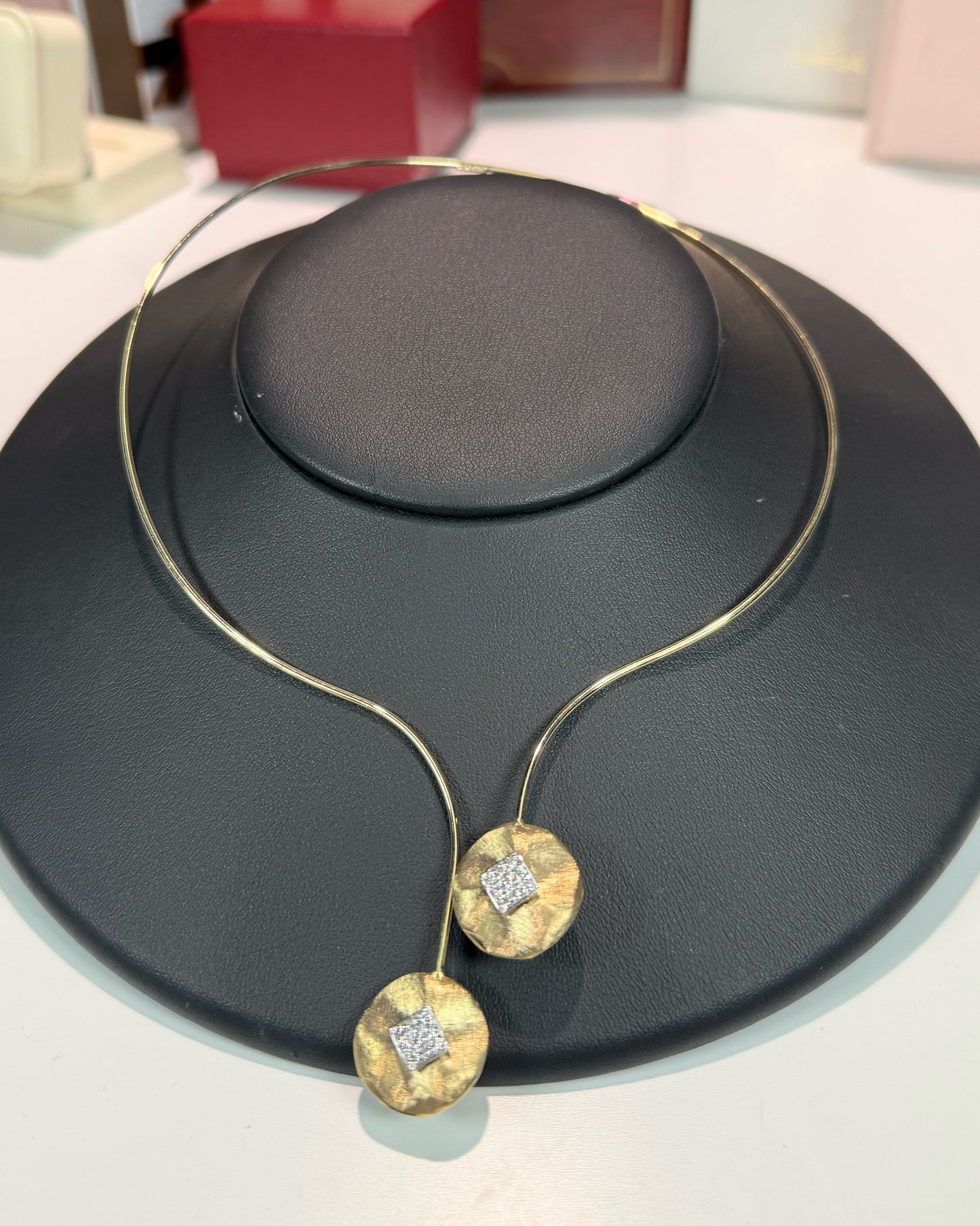 14k Yellow Gold Diamond Torc Necklace