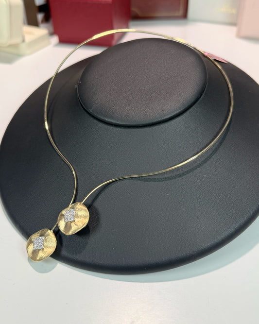 14k Yellow Gold Diamond Torc Necklace