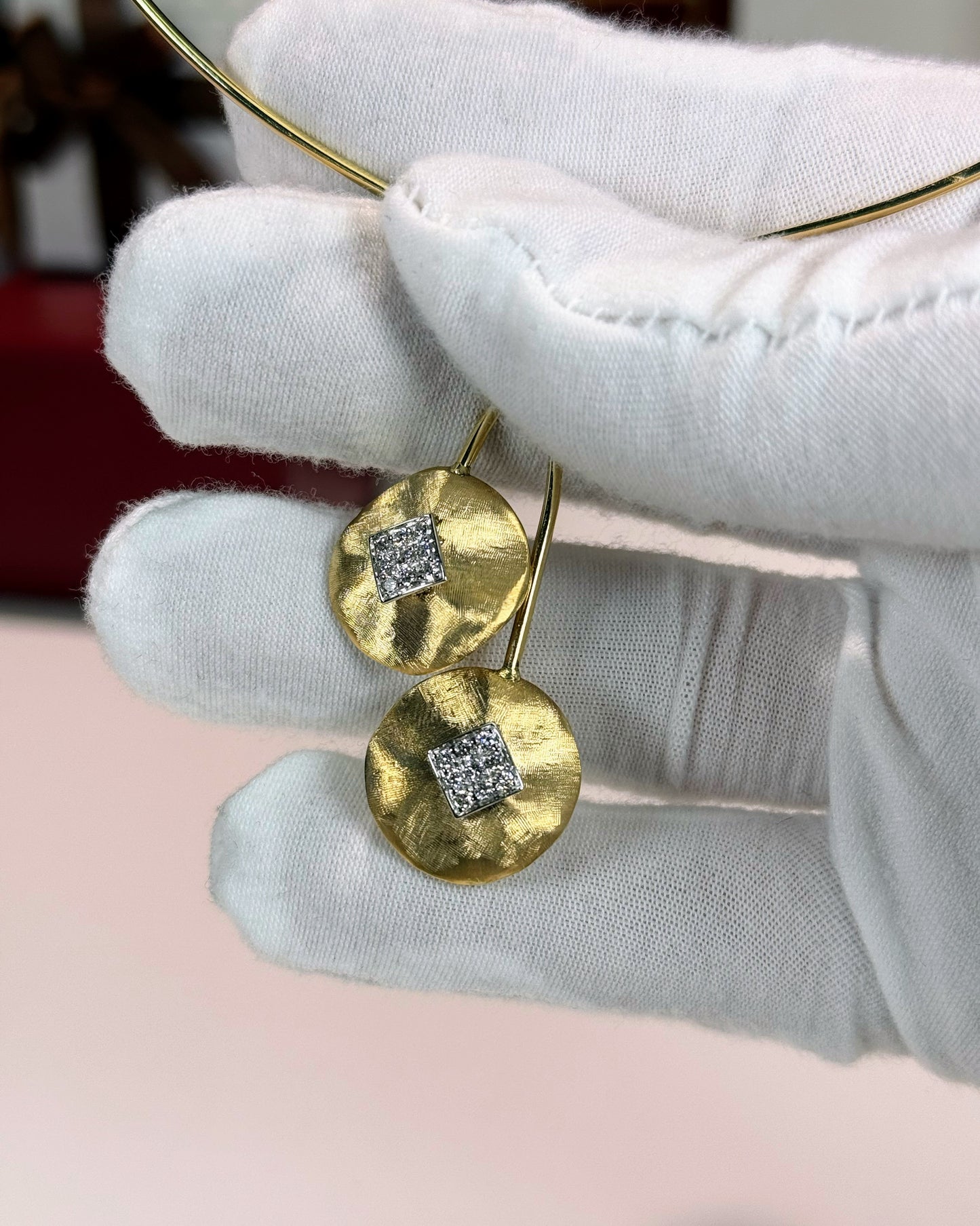 14k Yellow Gold Diamond Torc Necklace