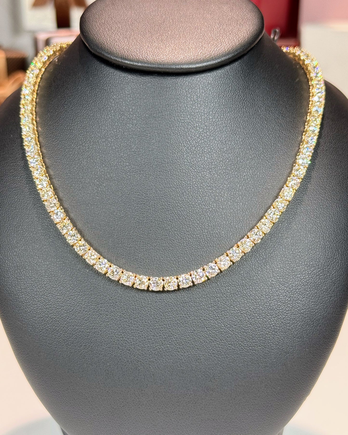 14k Yellow Gold Diamond Tennis Necklace